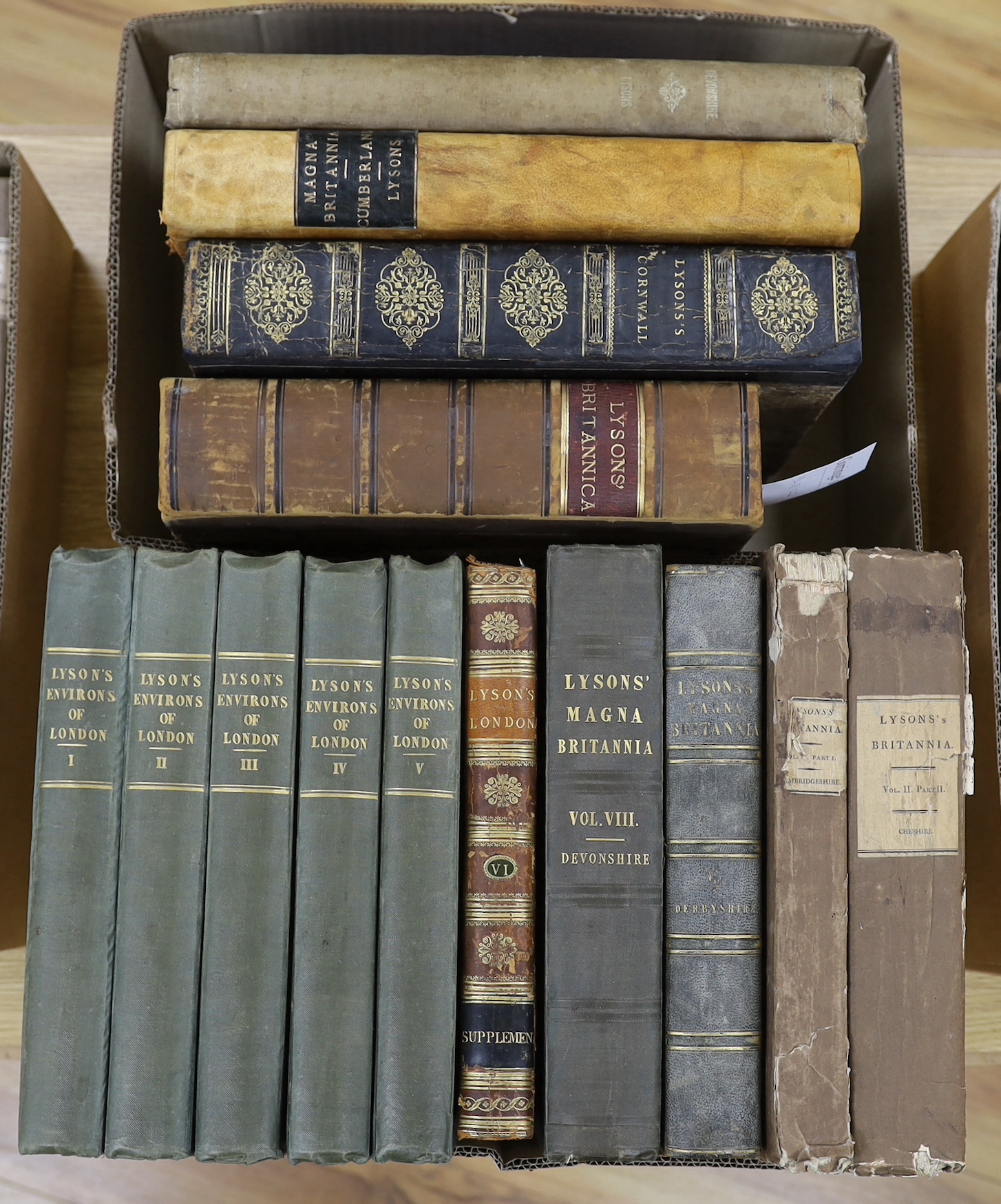 Lysons, Daniel- Magna Britannica; Being A Concise Topographical Account of the Several Counties of Great Britain, 6 vols. in 8, 8 folding engraved maps, numerous engraved plates, views and plans, various bindings, London